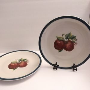 2 Casuals by China Pearl Apple Pattern 10” Dinner Plates.